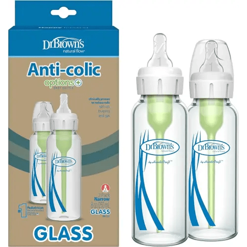 Baby Bottle Glass Natural Anti-colic Bottles 2 Pack Closer To Breastfeeding  For Newborn Babies Infant 0m+ 3oz