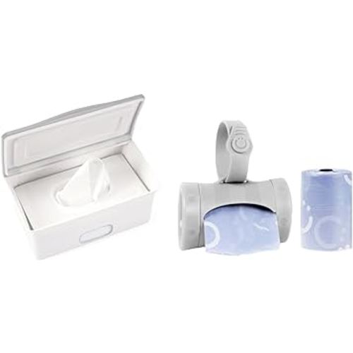 Ubbi Baby Wipes Dispenser Holder Weighted Plate, Retractable On the Go Travel Diaper Bag Dispenser Lavender Scented