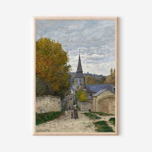 The Church at Varengeville by Claude Monet (1882) – French Village Landscape Painting Print, Vintage European Countryside Wall Decor