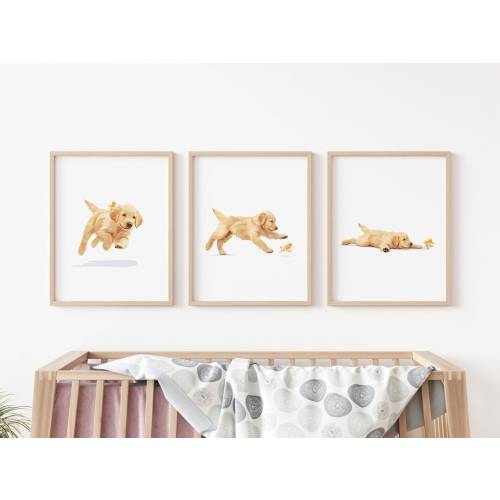 Goldendoodle dog nursery print, Life is goldendoodle, Dog Breed Digital Poster Gift for boy girl room decor, Golden Doodle puppy Set of 3