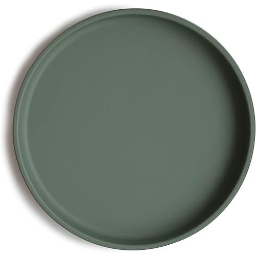 mushie Classic Silicone Suction Plate | BPA-Free Non-Slip Design (Dried Thyme)
