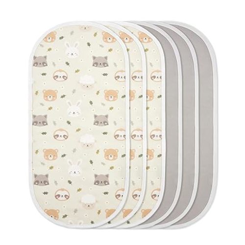 TILLYOU Waterproof Changing Pad Liners 6 Pack, 100% Cotton Reusable Cloth Diaper Liners, White