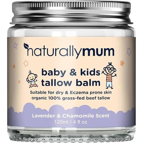 Baby & Kids Tallow Balm | All-Natural Organic Grass Fed Beef Tallow | Moisturizing Cream | For Dry & Sensitive Skin | All in One Skincare Solution | 4.2 fl oz