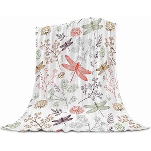 Dragonfly Baby Blanket 30x40 Inches - Super Soft Flannel Throw for Nursery & Strollers - Cute Dragonfly Gifts for Women New Moms - Lightweight Fleece Blankets for Toddlers & Infants