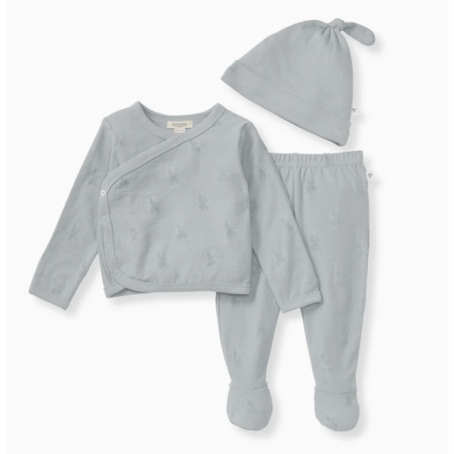 Organic Raised Terry Bee Take Me Home 3 Piece Set Quarry