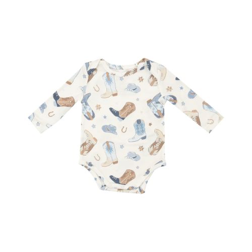 Angel Dear Infant Boys' Cowboy Boot Conversation Print Long Sleeve Onesie | Boot Barn