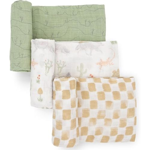 Little Unicorn - Desert Night Cotton Muslin Swaddle Blanket Set | Set of 3 | 100% Cotton | Newborns and Infants | 47" x 47" | Unisex