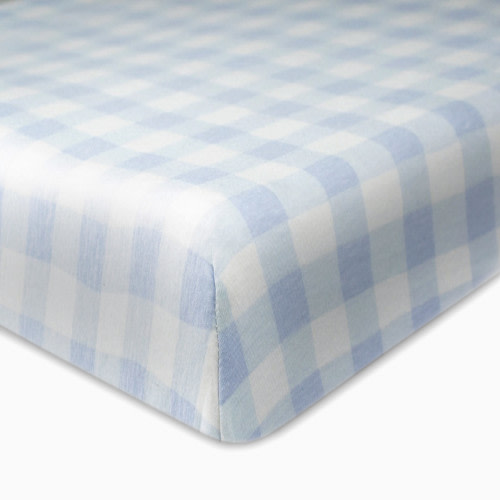 Organic Cotton Fitted Crib Sheet - Blue Painted Buffalo Check