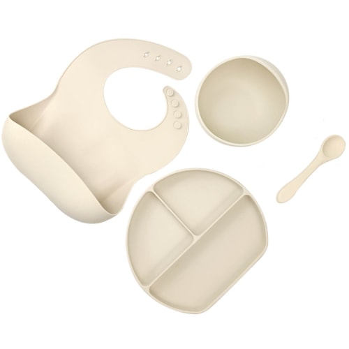 Silicone Baby Feeding Set 4pcs - Beige