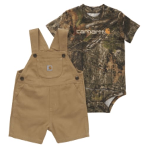 Carhartt Camo Short-Sleeve Bodysuit and Canvas Shortalls Set for Babies