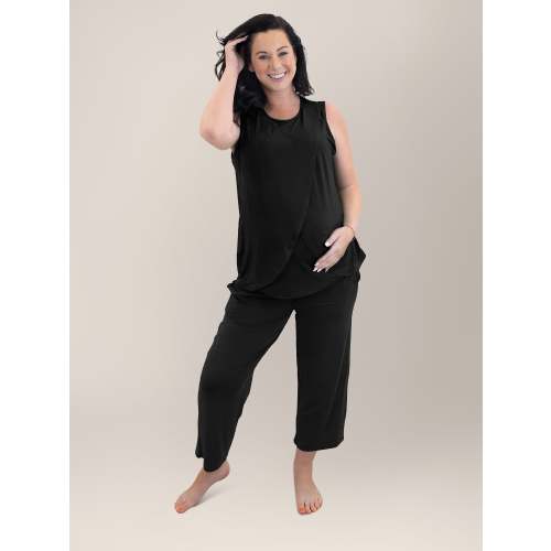 Tulip Hem Nursing Tank & Capri Pajama Set | Black – Kindred Bravely