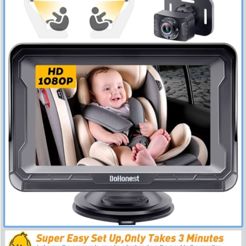 DoHonest Baby Car Camera HD 1080P - Rear-Facing Car Baby Monitor with Night Vision, Adjustable View Angle, Easy Setup, Anti-Glare Display, Safety for Kids & Infants