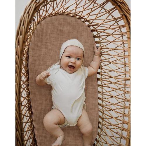 Coreeky 3 Pack Baby Muslin Bassinet Sheets for Boys and Girls, 32 x 16 in
