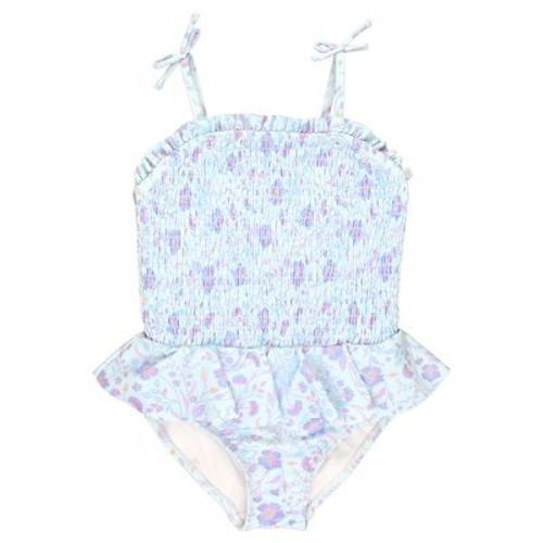 Rufflebutts Baby Girls Peplum Smocked Bodice One Piece - Fairytale Garden, Size: 3-6m