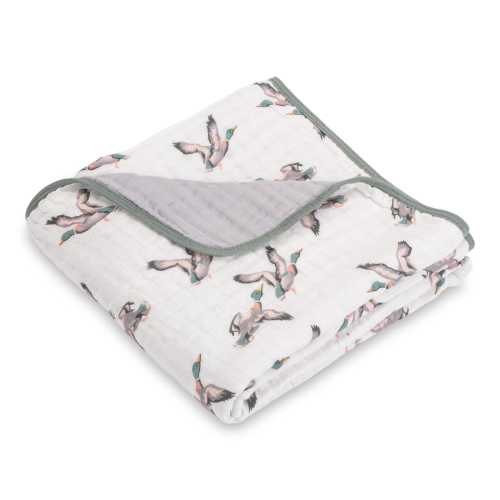 LollyBanks Mallard Duck Muslin Quilts - 100% Cotton Nursery & Crib Blankets 6 Layers for Babies - Super Soft