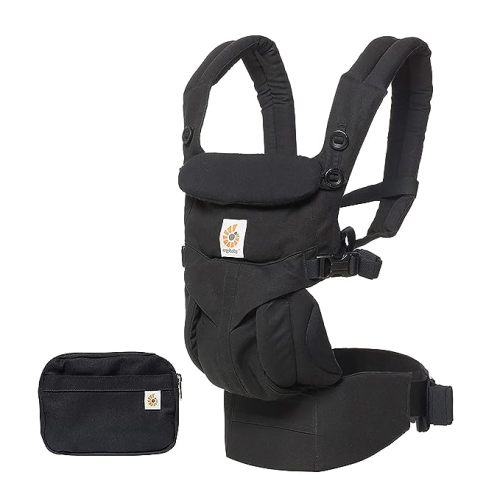Ergobaby Omni 360 All-Position Baby Carrier for Newborn to Toddler with Lumbar Support (7-45 Pounds), Pure Black, 1 Count (Pack of 1) - Premium Cotton