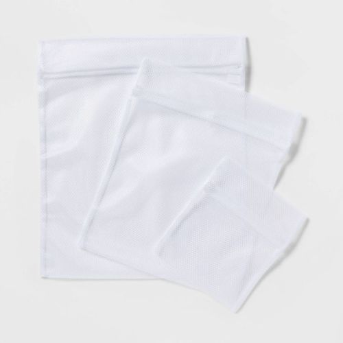 3pk Mesh Wash Bags White - Brightroom™: Lingerie & Garment Bags For Delicates, Polyester Laundry Sorting