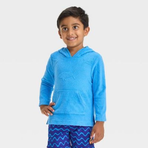 Toddler Boys' Sharks Printed Embossed Pullover Cover Up - Cat & Jack™ Blue 5t