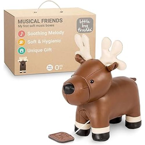 Little Big Friends Musical Baby Toy – Soft Plush Pull-String Cord Classical Toy for Baby & Toddlers | Soothing Stuffed Cuddly Animal Gift | Bruce The Moose