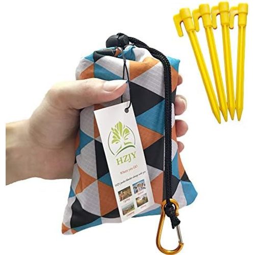 Outdoor Blanket (71" x 55") -Compact, Lightweight, Sand Proof Pocket Blanket Best Mat for The Beach, Hiking, Travel, Camping, Festivals with Pockets, Loops, Stakes, Carabiner