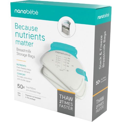 Nanobebe 50 Breastmilk Storage Bags Teal / Clear
