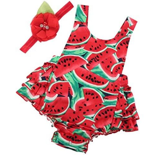 Baby Girl's Floral Print Ruffles Romper Summer Clothes