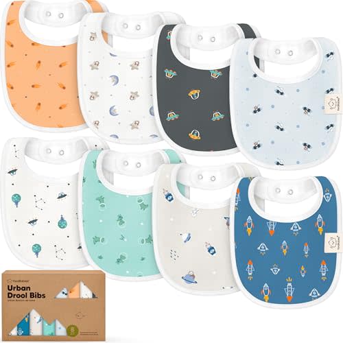 8-Pack Organic Baby Bibs for Boys, Girls - Soft Cotton Drooling and Teething Baby Bibs, Baby Girl Bibs, Baby Boy Bibs, Baby Drool Bibs for Baby Girl, Boy, Newborn Infant Bibs (Cosmo)