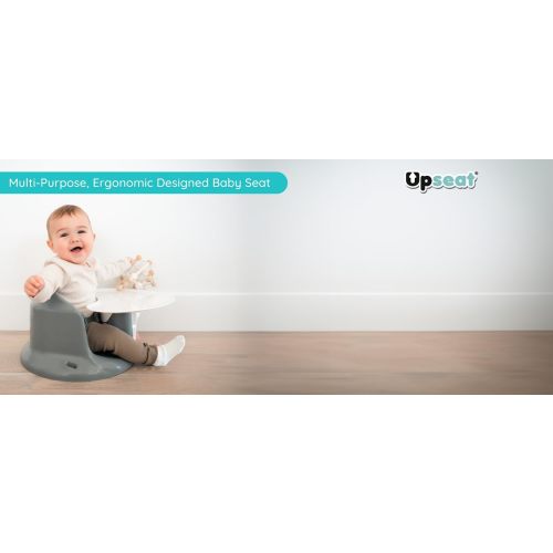 Upseat Baby Floor Seat Booster Chair for Sitting Up with Removable Tray for Meals and Playtime, Developed with Physical Therapists for Safe and Healthy Hip Development and Posture - Grey