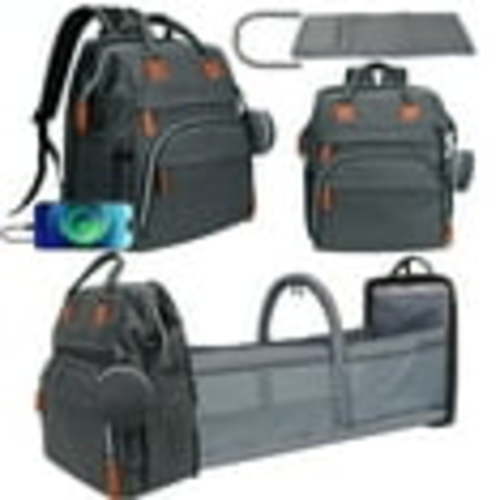Baby Diaper Bag Backpack with Changing Station, Multifunctional Waterproof Portable Baby Bag for Travel, Dark Grey