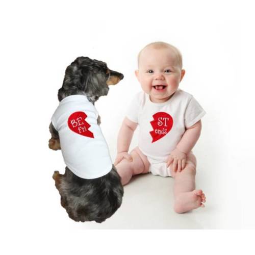 WhiskersWorld Best Friends Dog Baby Set Baby and Dog Matching Shirts