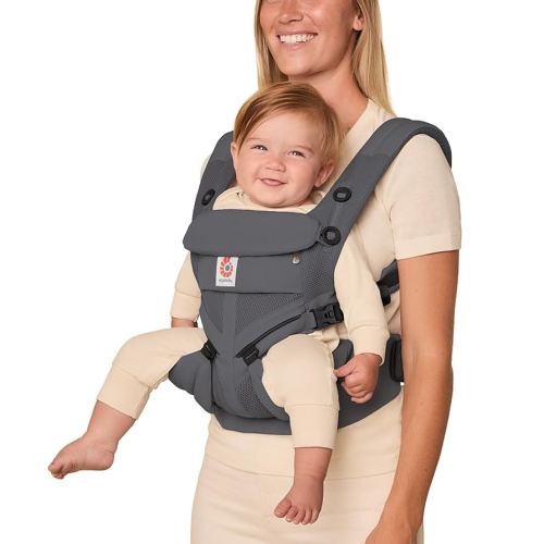 Ergobaby Omni Classic Baby Carrier Newborn to Toddler - Breathable Baby Carriers for Summer - All-Position Carrier with Lumbar Support (7-45 Pounds), Mesh, Charcoal Grey