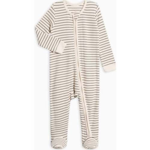 Kit Ribbed Zipper Sleeper Olive Stripe - Colored Organics | Maisonette