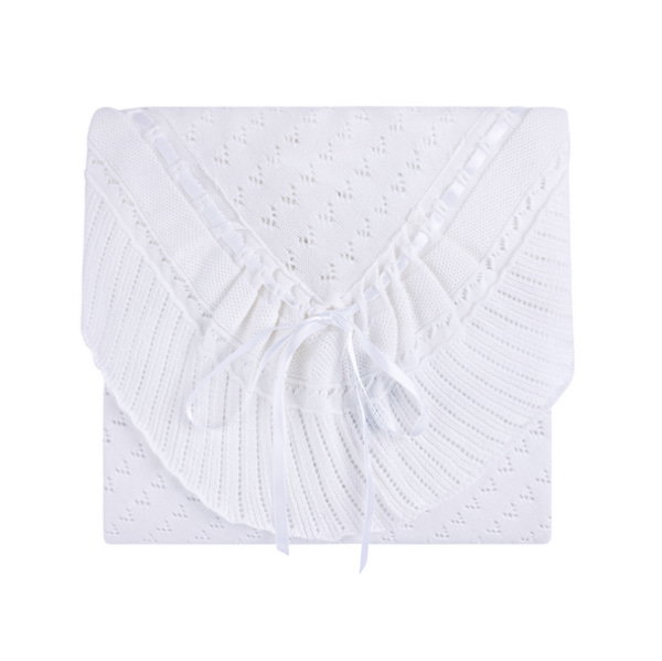 Pointelle Knit Ruffle Blanket | Feltman Brothers | Color (White)