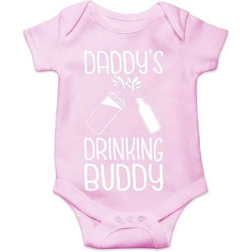 Belle Homie Daddy's Drinking Buddy - Funny Baby Essentials Bodysuit - Infants Outfit Newborn Unisex Rompers