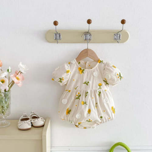 3D Daisy Embroidery Romper | RYAN AND REMI 9M