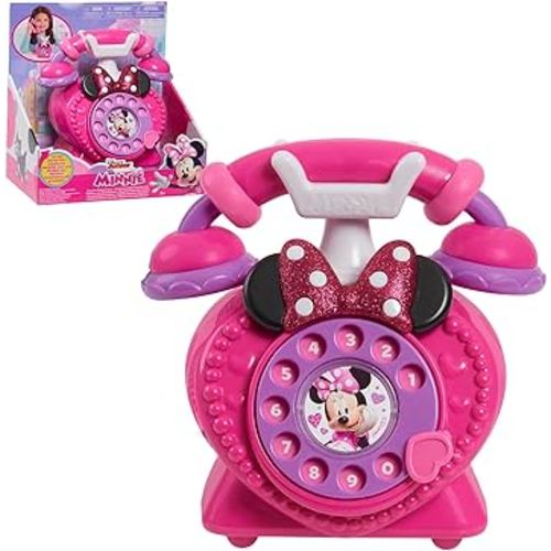 Disney Junior Minnie Mouse Ring Me Rotary Phone with Lights and Sounds, Pretend Play Phone for Kids, by Just Play