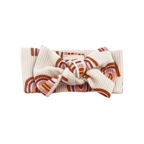 Organic Waffle Knot Bow, Rust Rainbow