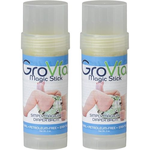 GroVia All Natural Magic Stick Baby Diaper Balm for Baby Diapering (2 oz) - 2 pack