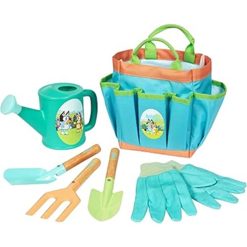 BLUEY Gardening Set | Quality Garden Tool Kit for Kids and Toddlers | Includes Watering Can, Gloves, Two Shovels, Rake and Tote Bag