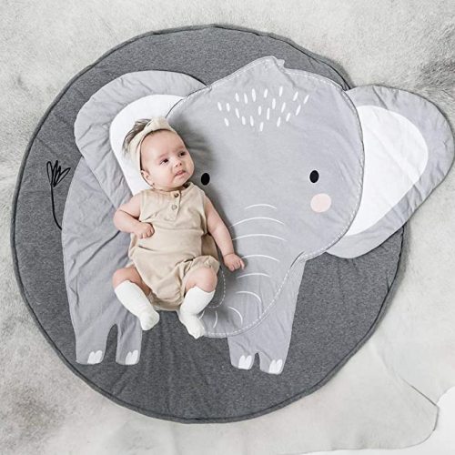 Ultra Soft Indoor Modern Area Rugs, Cartoon Pattern Baby Play Mat Pad Crawling Blanket Carpet Decor for Children Bedroom Home Décor(Elephant)