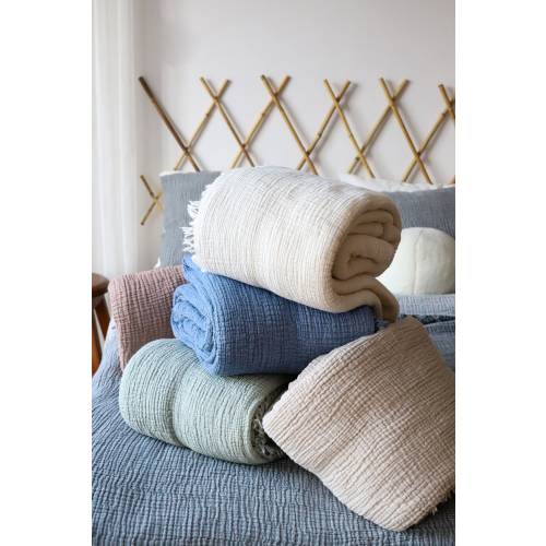Soft Organic Cotton Gauze Blanket, Muslin King Queen Bedspread, Muslin Throw Blanket