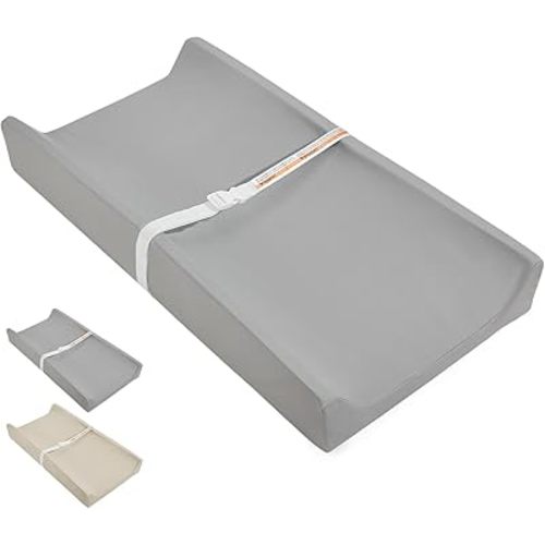 Baby Changing Pad, Waterproof & Wipeable Vegan Leather Diaper Changing Mat 31" x 16", Comfortable Soft Standard Size Infant Diaper Mat for Dresser and Table, Taupe (Grey)