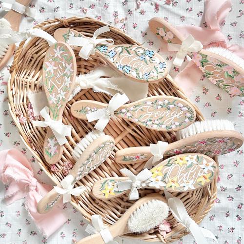 Personalised Baby Hairbrush, Custom Baby Brush, Christening Keepsake, Christening Gift, Hand Painted Hairbrush