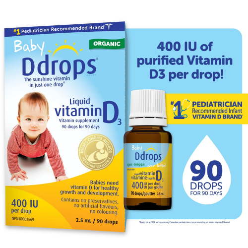 Baby Ddrops® Liquid Vitamin D3 Vitamin Supplement, 400 IU, 2.5 ml, 90 drops