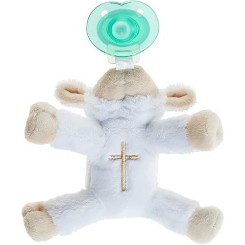 Nookums Paci-Plushies Buddies Adapts to Name Brand Pacifiers, Suitable for All Ages, Plush Toy Includes Detachable Pacifier (Lovie Lamb with Cross on Belly)