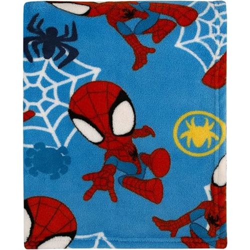 Marvel Spidey and His Amazing Friends Blue, Red and White Spidey Team Super Soft Toddler Blanket