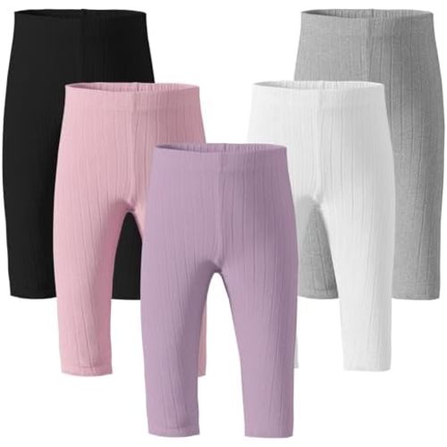 Newborn Toddler Baby Girl Pants Leggings Ribbed Straight Flare Infant Girl Pants Leggings Bell Bottoms 5 Packs