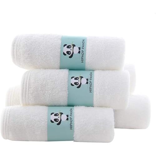 HIPHOP PANDA Baby Washcloths, Rayon Made from Bamboo - 2 Layer Ultra Soft Absorbent Newborn Bath Face Towel - Reusable Baby Wipes for Delicate Skin - White, 6 Pack