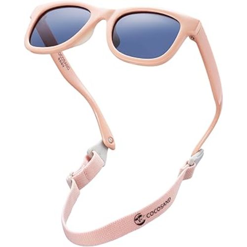COCOSAND Flexible Baby Sunglasses with Strap Polarized UV Protection for Toddler Infant Newborn Boy Girl Age 0-24 Months