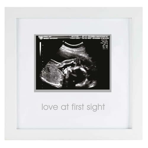 Pearhead Love at First Sight Sonogram Picture Frame, Gender Neutral Ultrasound Keepsake, Ideal Pregnancy Gift, Baby Shower and Nursery Decor, 4”x3” Photo Insert, White